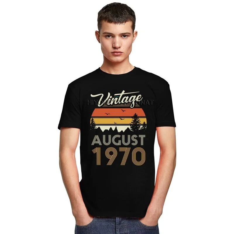 Letnik 1970 avgusta Moški Majica s kratkimi rokavi Pre-skrčilo Cotton Tee Vrhovi 50. Rojstni dan Darilo Tshirt Kratek Rokav Novost T-shirt Merch