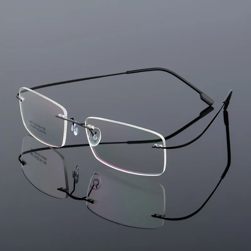 Classic Mens Titana Rimless Očala Okvirji Prilagodljiv Optični Okvir Vroče Kratkovidnost Optični Prikazovalnik Ultra-lahka Očala brez okvirjev