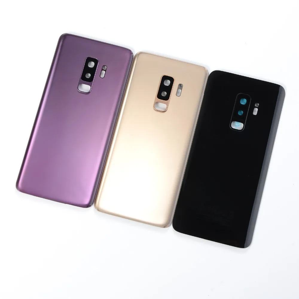 Za Samsung Galaxy S9 G960 G960F S9 Plus G965 G965F Pokrovček Baterije Zadnja Vrata Nazaj Steklo Ohišje+Pokrovček Objektiva Kamere+Plaketa