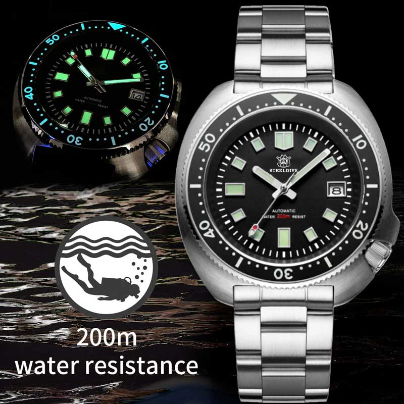 Steeldive Abalone Potapljač Watch 200M Nepremočljiva NH35 samodejni watch moških Sapphire Kristalno iz Nerjavečega Jekla luksuzni Mehanska ura