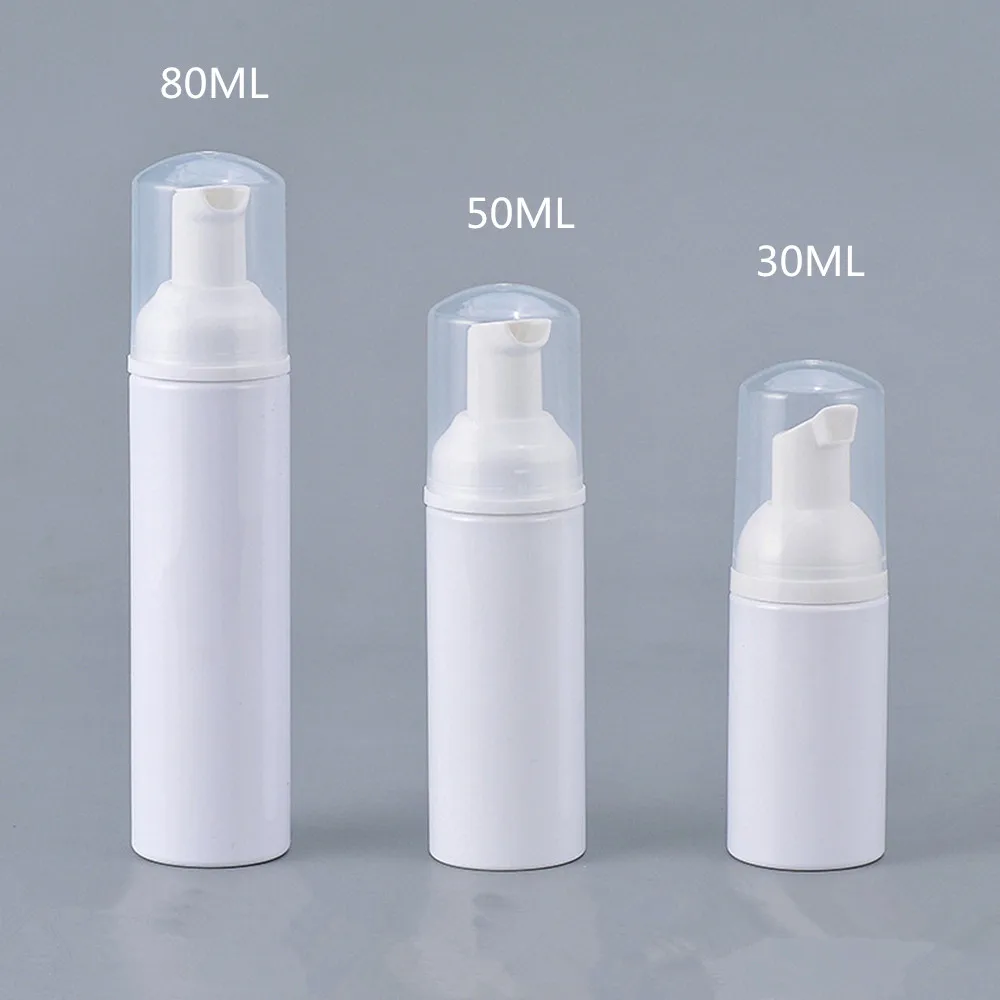 12 X 30 ml 50 ML 80ML Potovanja se lahko ponovno polnijo Facial Cleanser PET Bela Tekoče Milo Pene Steklenico z Belo Foamer Črpalka