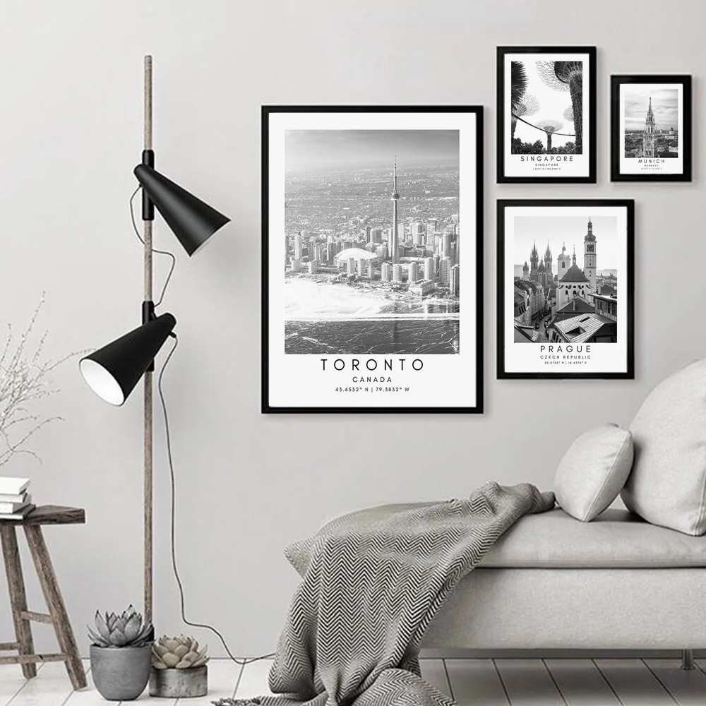 London, Pariz, Budimpešta Potovanja Plakat Črno In Belo Koordinatni Wall Art Platno Slikarstvo Stensko Sliko Doma Dnevna Soba Dekoracijo