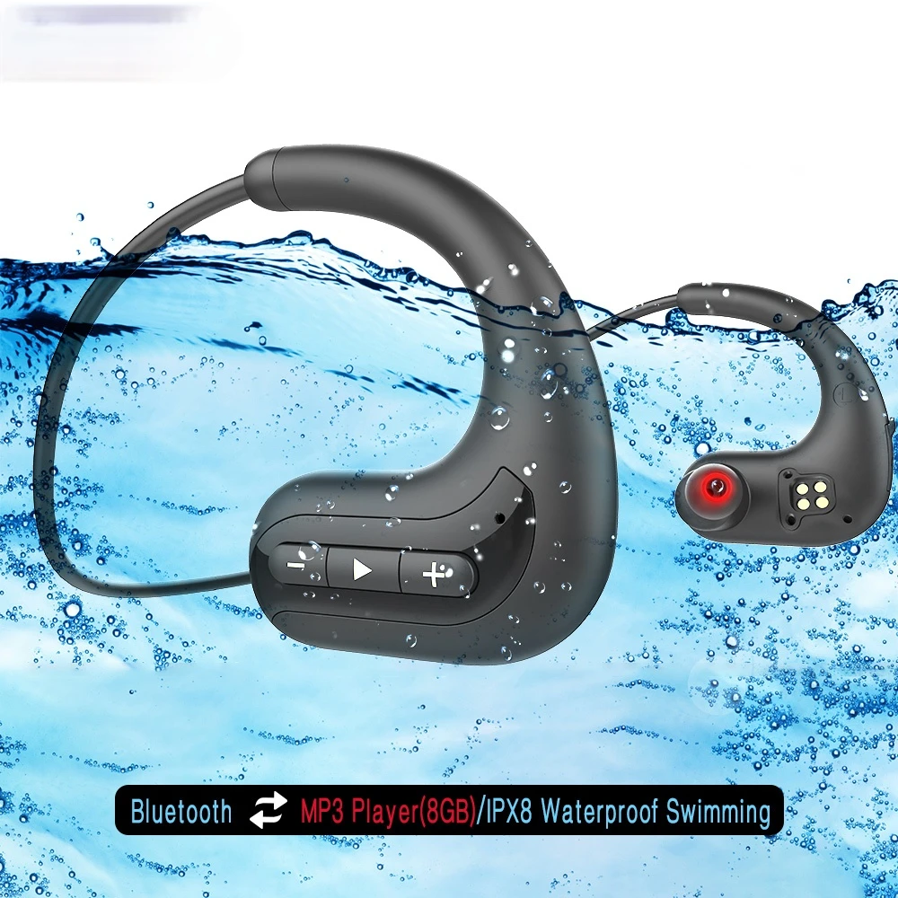 BOHM S12 Brezžične slušalke Bluetooth Slušalke 8GB IPX8 Nepremočljiva Predvajalnik Glasbe MP3, Plavanje, Potapljanje Športne Slušalke