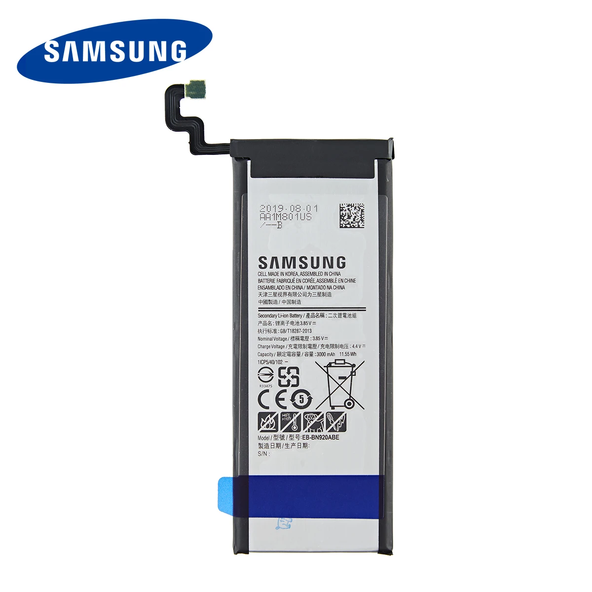 Originalni SAMSUNG EB-BN920ABE 3000mAh Baterija za Samsung Galaxy Note 5 SM-N920 N920F N920T N920A N920I N920G N9200 N920G/DS N9208