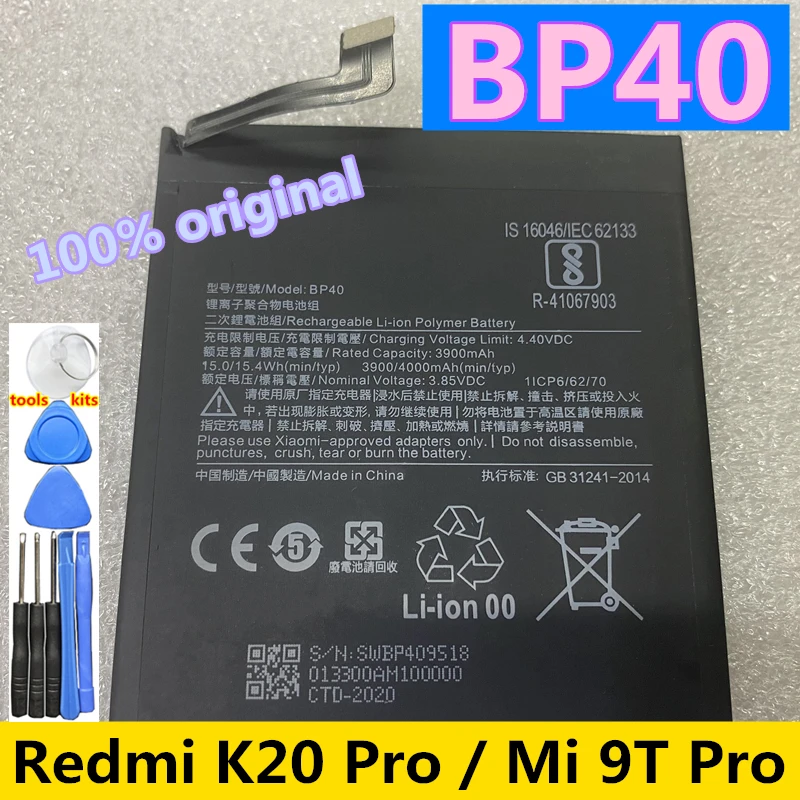 Prvotne Zamenjava Baterije BP41 BP40 Za Xiaomi Redmi K20 Pro Mi 9T Pro Mi9T Redmi K20Pro Premium Pristna Baterija 4000 mah