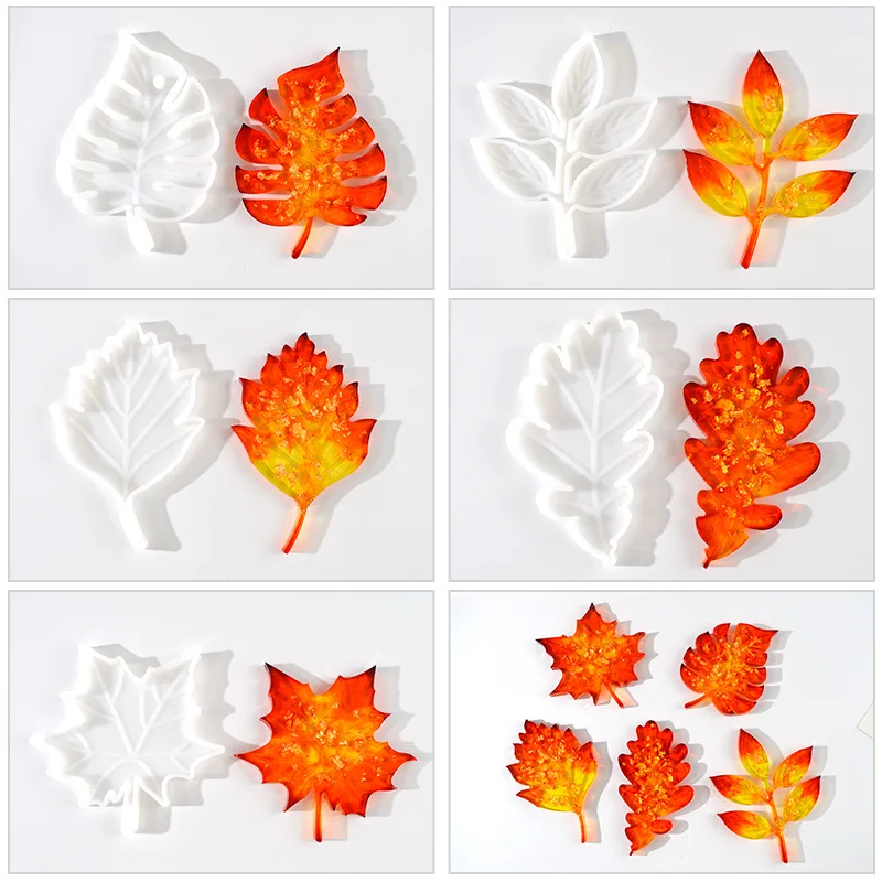 Litje Železnica Silikonsko Plesni Maple Leaf Kristalno Smolo Plesni DIY Coasters Plesni Nakit, Izdelava Orodja za Božično Drevo Železnica Plesni