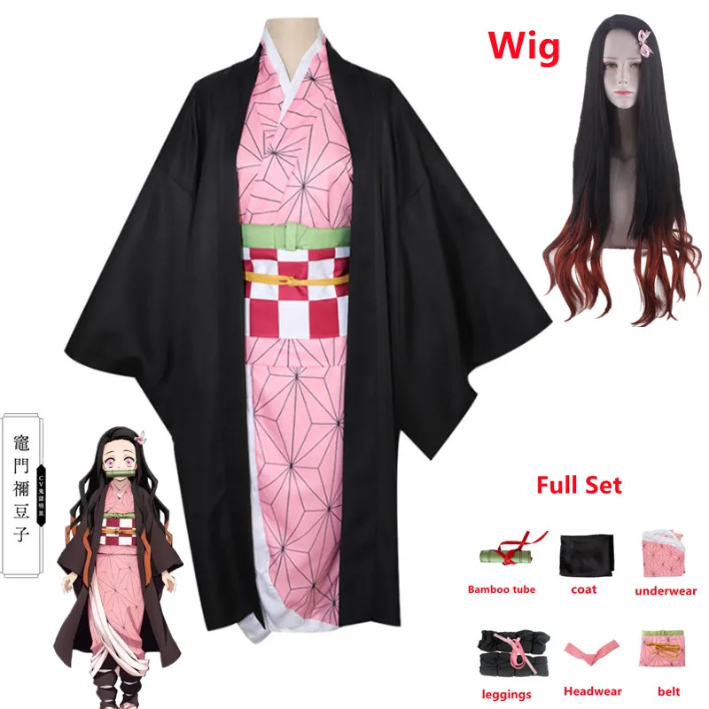 Odraslo Žensko Japonska Kimono Anime Demon Slayer Kimetsu ne Yaiba Kamado Nezuko Polno Cosplay Kostum
