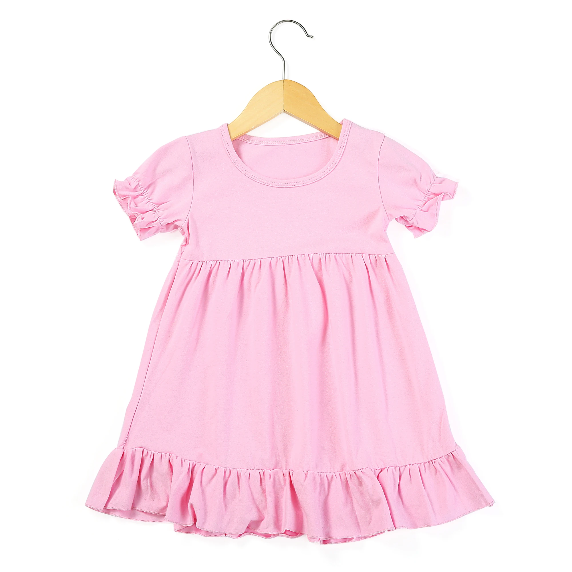 Model 2021 bombaž ruffle belo roza malčka dekle oblačila kratek rokav poletje obleko baby girl obleke