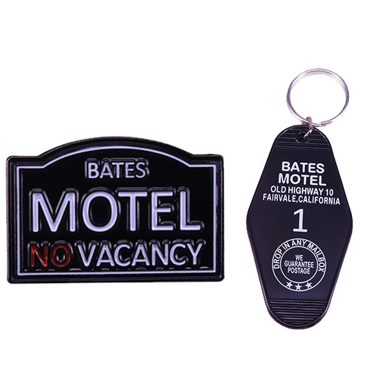 Bates Motel Emajl Pin Keyring prostih delovnih mest Broška Črni barvi Značko Obleke Ali Backpacs Dekor