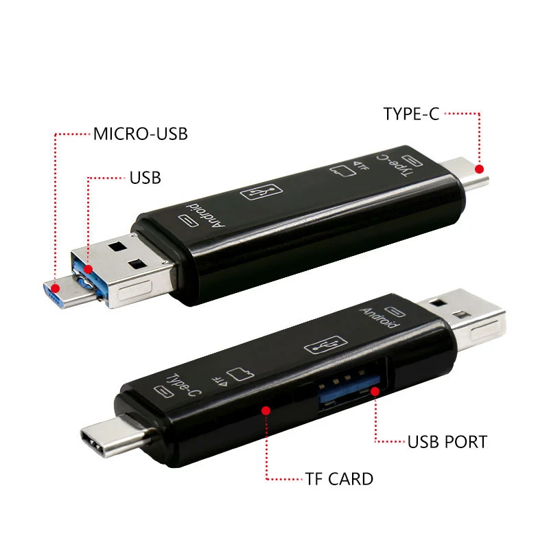 Visoke Hitrosti USB3.0 TF Pomnilniških Kartic 3 v 1 Tip-C OTG Kartic Micro USB Adapter za kartico microsd card reader