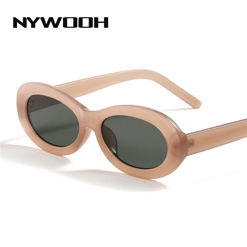 NYWOOH 90. letih Ovalne sončna Očala Ženske Moški Letnik Majhen Okvir sončna Očala Ženski Moški Retro Leopard Barvo Očal UV400
