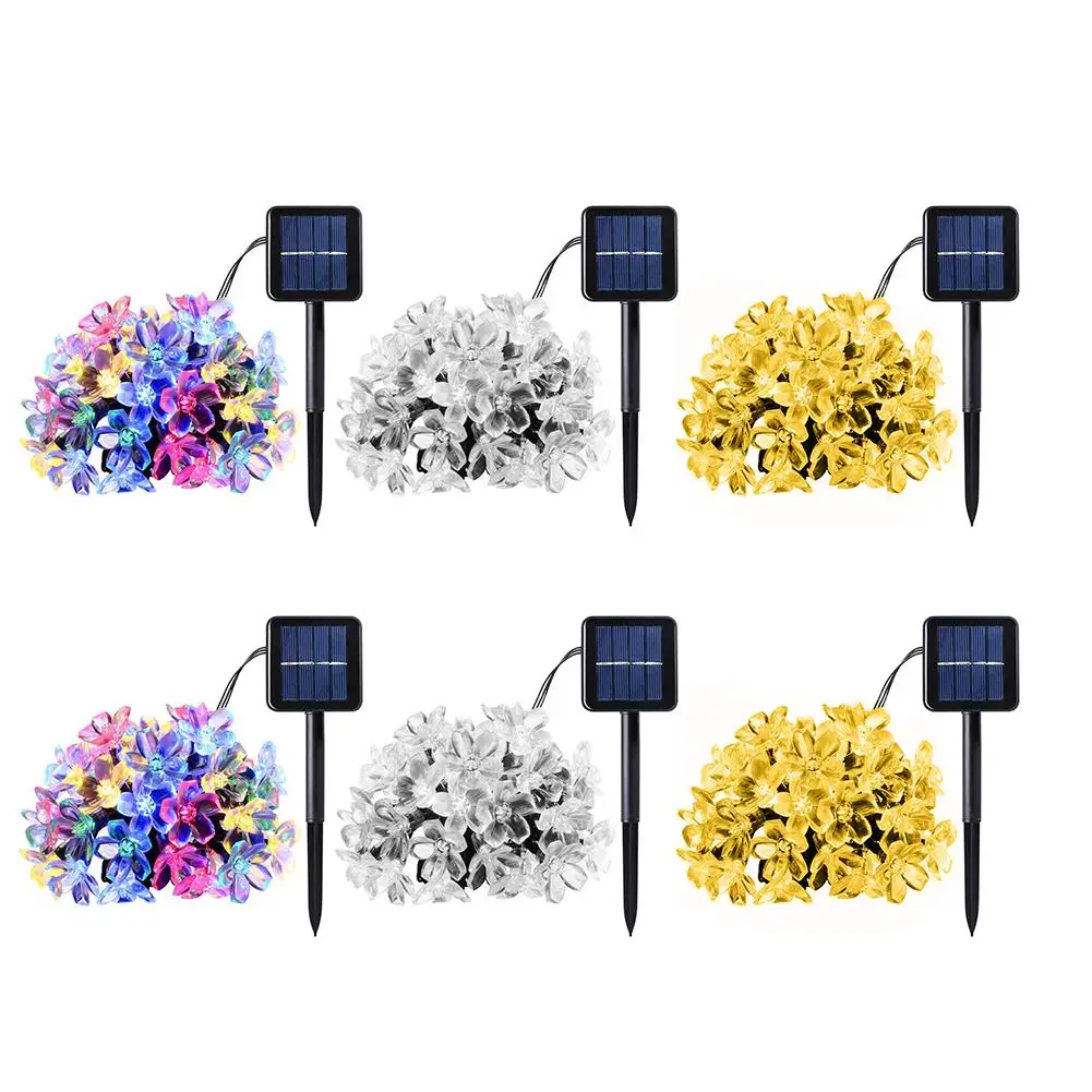 Sončne elektrarne Češnjev Cvet Cvet Garland LED Niz Vila Luči Kristalno Cvetje Dvorišče Pravljice, Dekorativne Svetilke Poroka Dekoracija