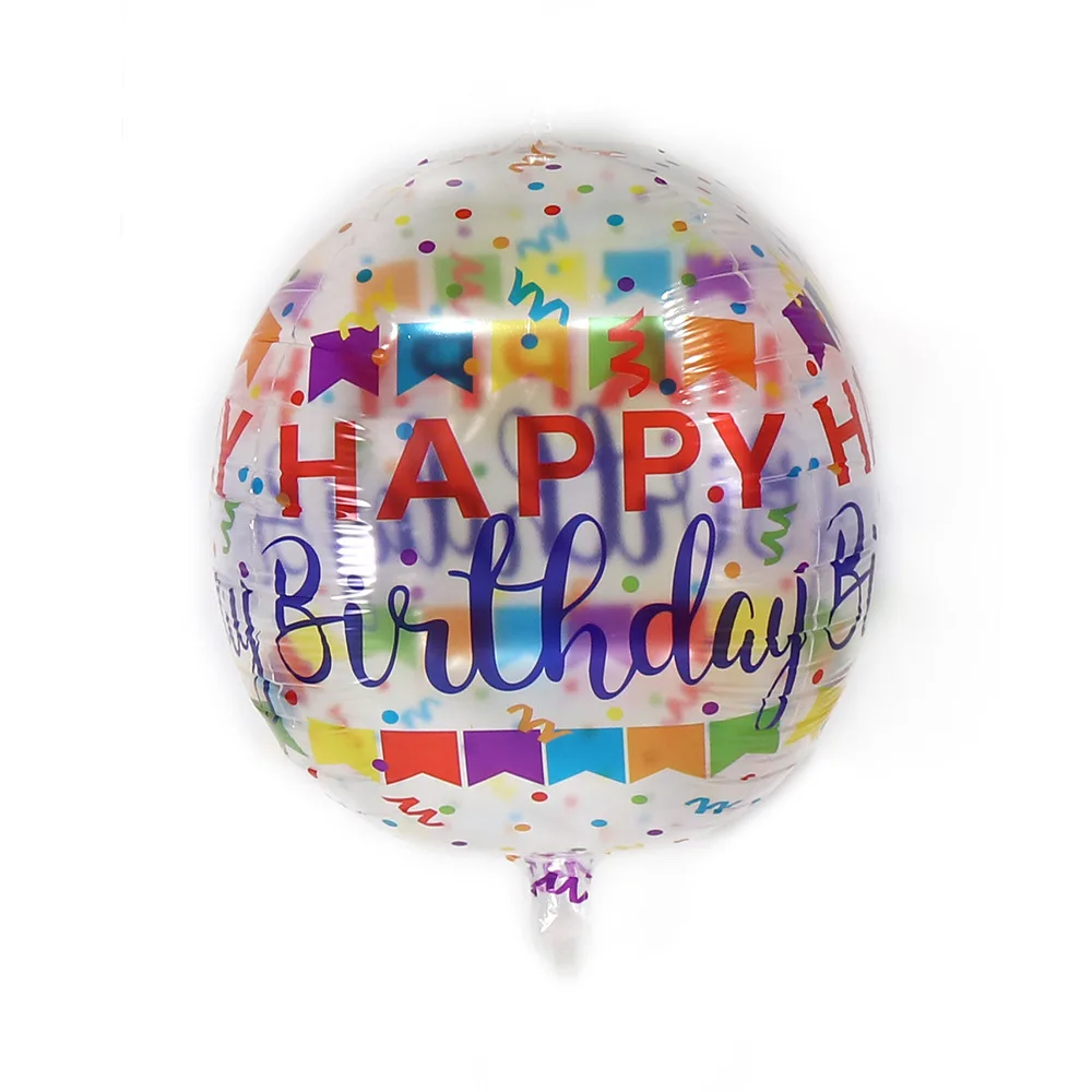24 Palčni Tiskanje 4D Krog Happy Birthday Aluminija Folija Baloni Rojstni Dekoracijo