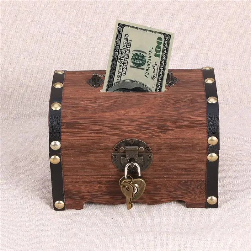 Vintage Zaklad Škatla Za Shranjevanje Presence Banka Organizator Shranjevanje Polje Primeru S Ključavnico Za Dom Starinsko Skrinjo, S Ključavnico