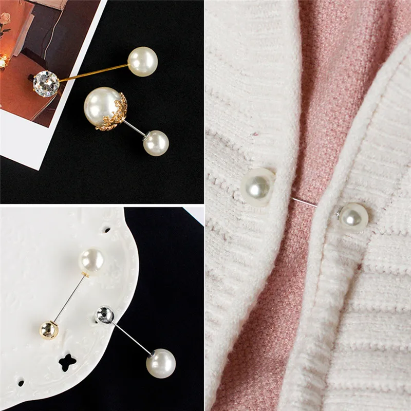 Klasična Imitacije Dvojno Pearl Broške Pulover, Šal Posnetek Varnost Pin Ženske
