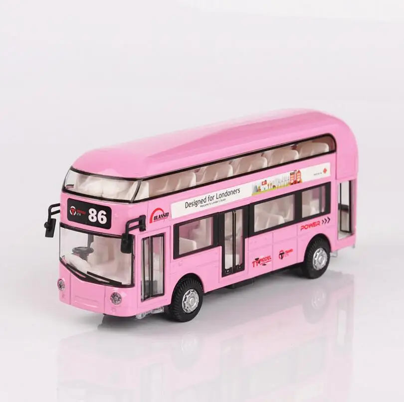 1:32 Double-decker avtobus, Kovinske Zlitine Diecast Igrača Avto Model Miniature Obsegu Model Zvoka in Svetlobe, Posnemanje Električni Avtomobil