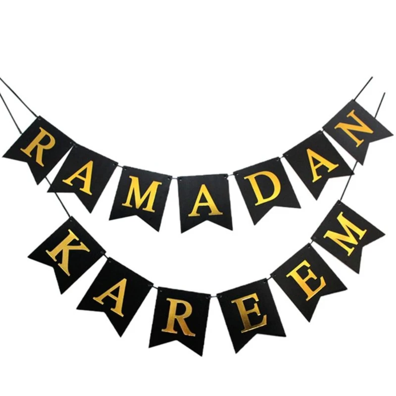 1 Nastavite Papir Eid Mubarak Obešanje Transparentov Ramadana Stranka Dekoracijo Bunting Garland Zastavo Doma Dekor