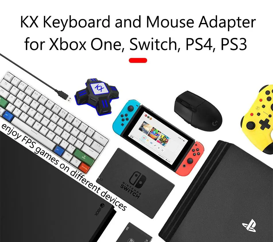 KX Adapter Xbox Eno Tipkovnico, Miško Adapter KX Krmilnik za Igre Pretvornik Za Nintendo Stikalo Playstation 4 FPS Igre Pribor