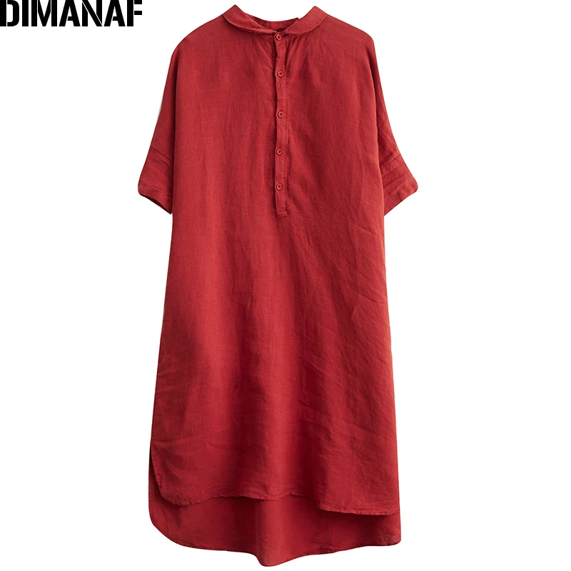 DIMANAF 2021 Poletne Majice Obleko Sundress Ženske Modne Obleke Lady Bombaž Priložnostne Kratek Rokav Osnovna Trdna ClothingOversize