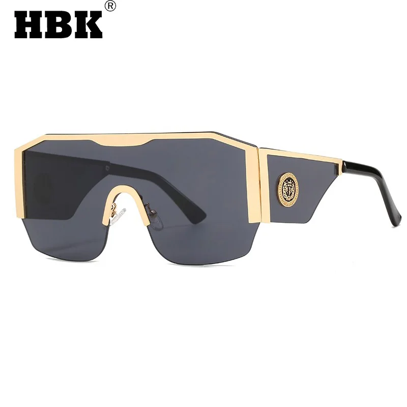 HBK Modi Nove Prevelik Kvadratnih sončna Očala Moških Velik Okvir Enega Kosa Zlata, Črna sončna Očala Žensk Zunaj Vožnje Očala UV400