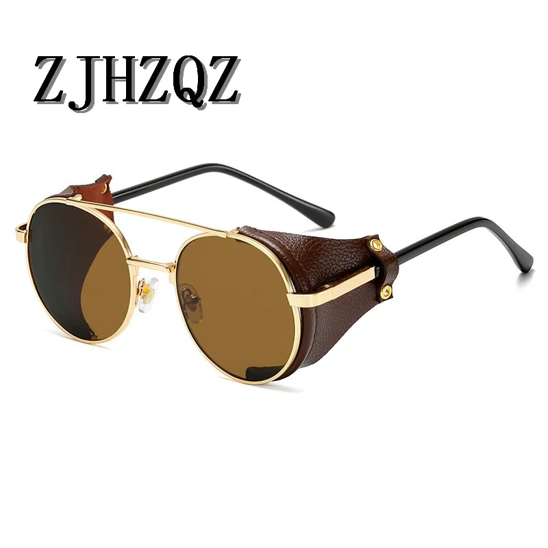 ZJHZQZ blagovne Znamke Oblikovalec Steampunk Okrogla sončna Očala Moški Ženske Retro Gradient sončna Očala Za Moške Letnik Očala UV400