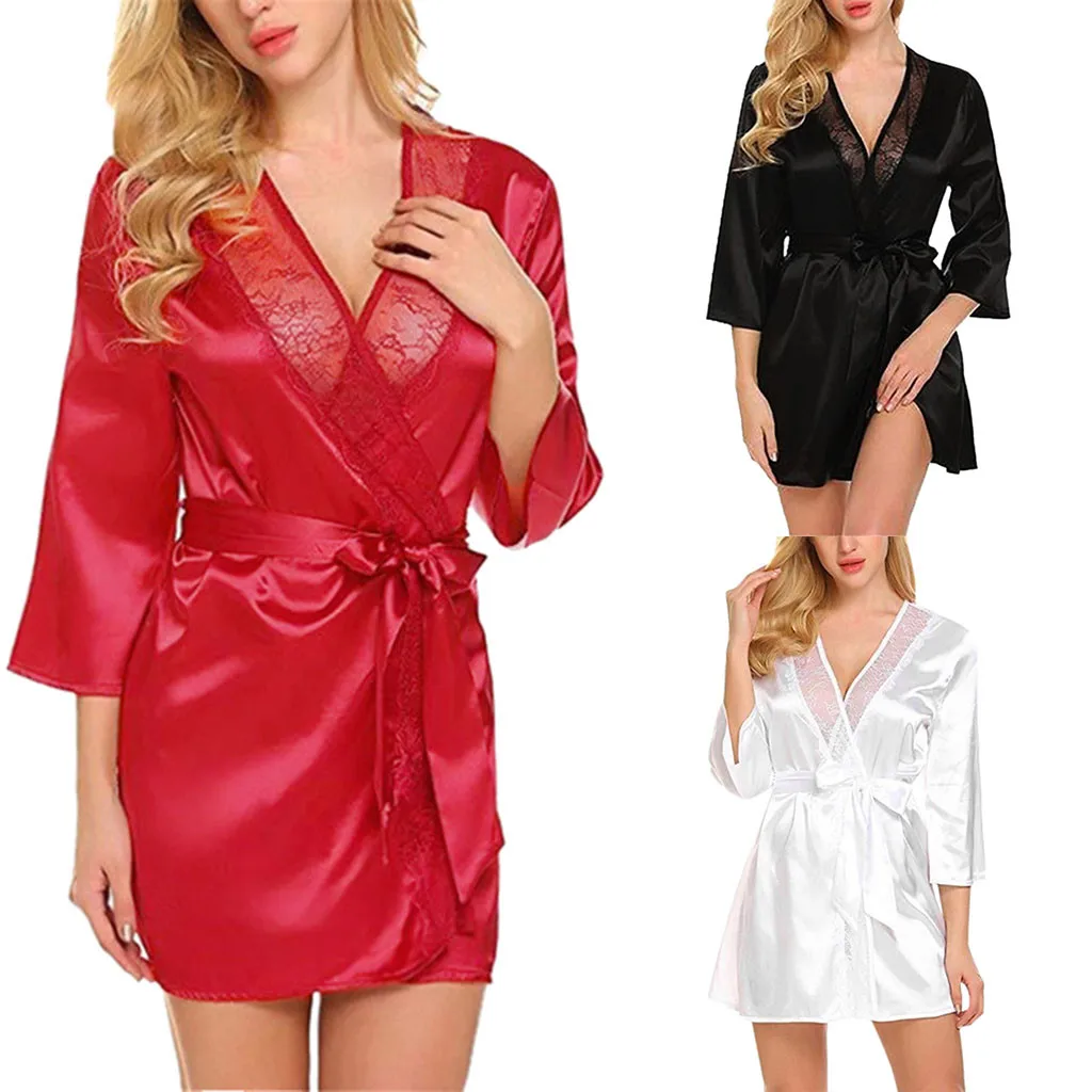 Moda za Ženske Jeseni Priložnostne Trdna Devet Minut Rokav Čipke Preplete Sleepwear Jeseni Ženske Sleepwear Dolg Rokav Nightgown