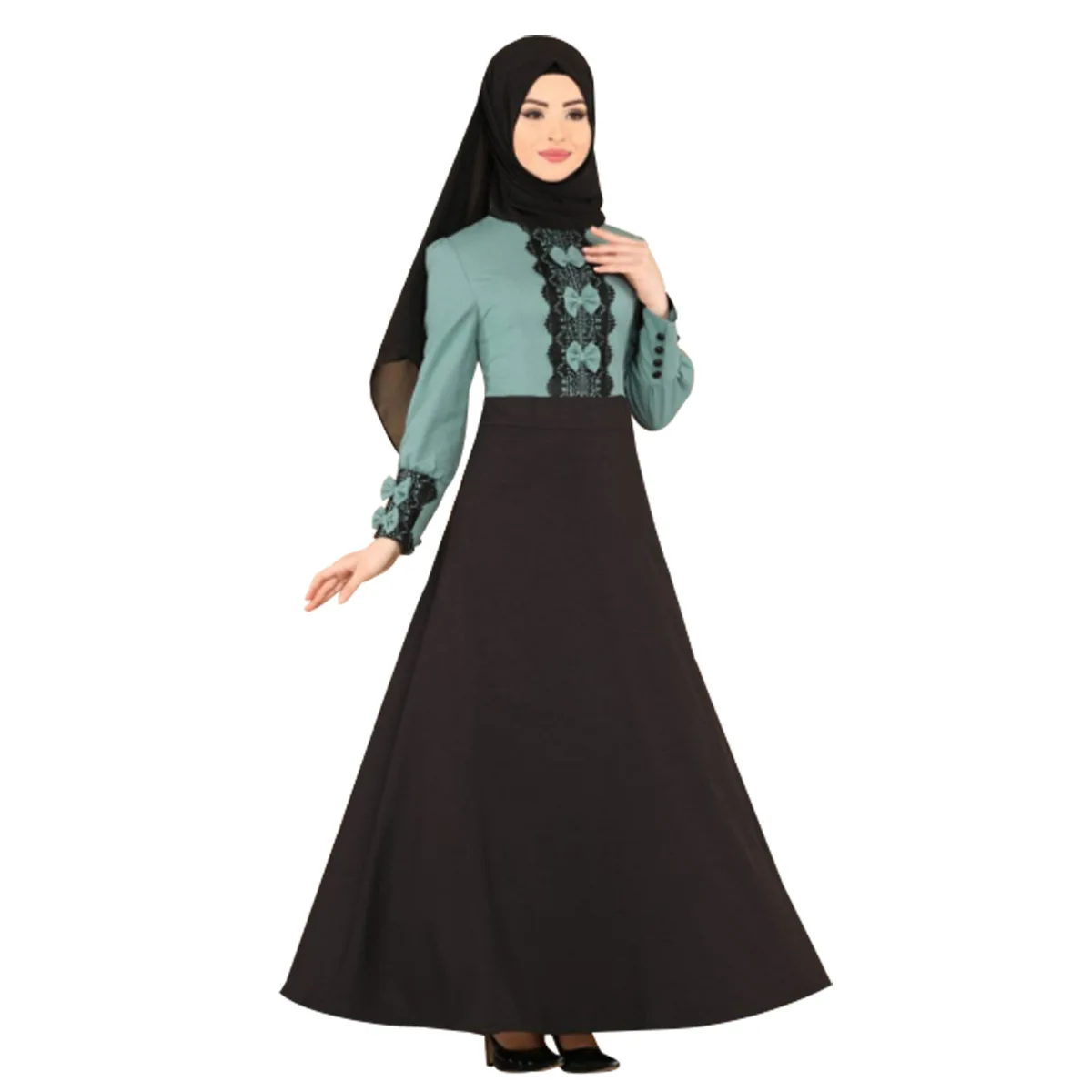 Abaya Muslimansko Obleko Ženske Haljo Z Loki Moda Mozaik Arabski Dubaj Islamska Oblačila Obleko 2021 Novo Elegantno Eid Mubarak Vestido