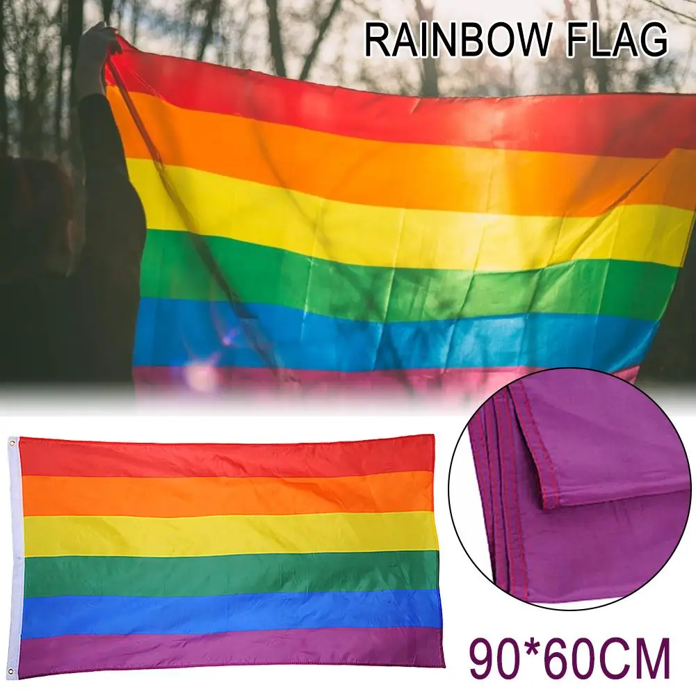 90x60cm Mavrične Zastave Velike LGBT Ponos Zastavo na Prostem Banner Gay Mavrica Napredek Ponos Zastavo Poliester