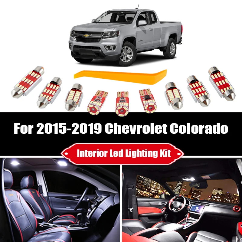 10Bulbs Za Chevrolet Colorado-2017 2018 2019 Bela barva Notranjosti LED Avto Dodatki Trunk Tovora Luči Komplet Ogledalo Licence Lučka