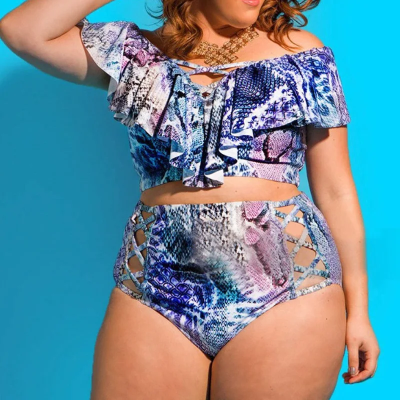 2021 Dame Plus Velikost Seksi Kopalke Seksi Visoko Pasu Ogrlicom Bikini 2-kos Določa Ženska Obleka Multicolor Multi-velikost Vroče Prodaje