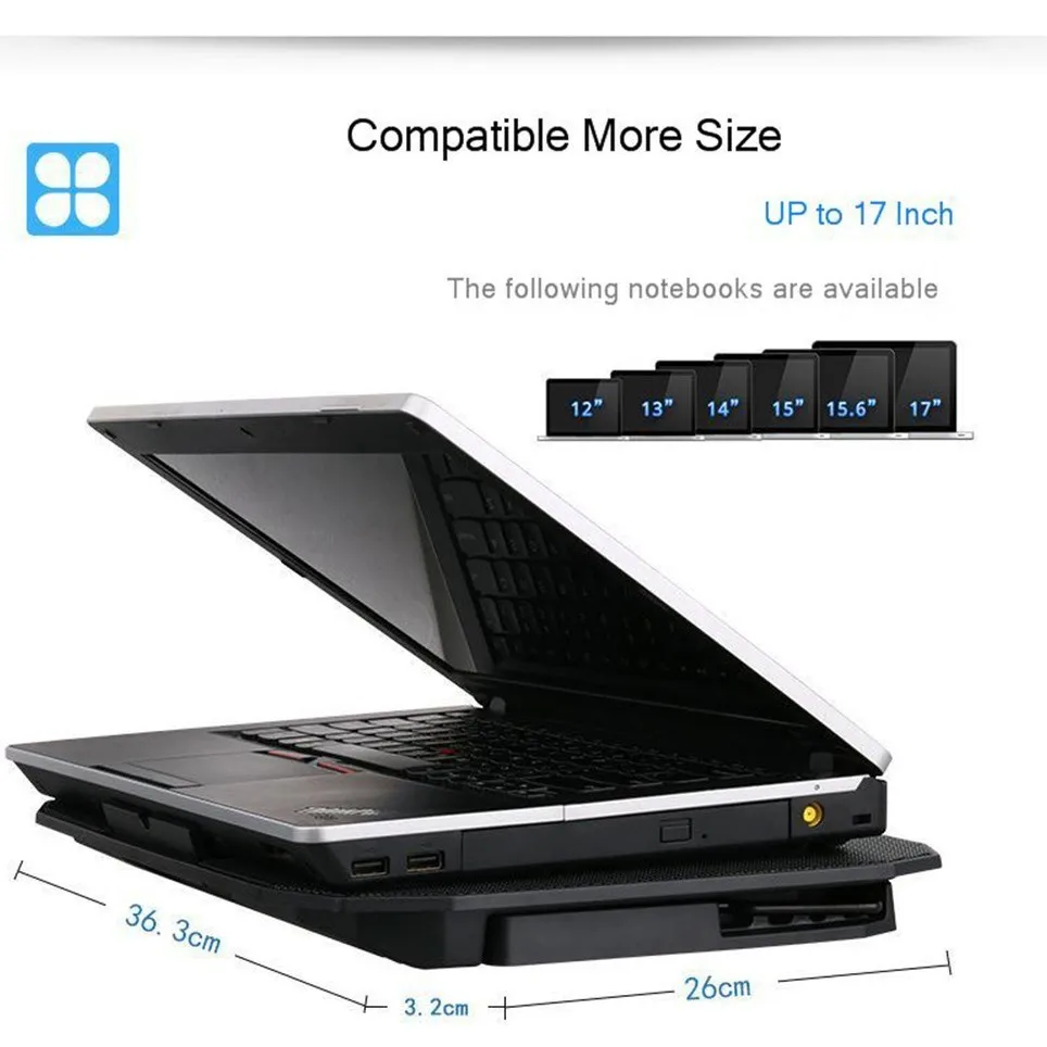 SeenDa Hlajenje Laptop Stojala z 2 Navijači USB Hlajenje Led Zaslon Cooling Pad Zvezek Stojalo za Prenosnik
