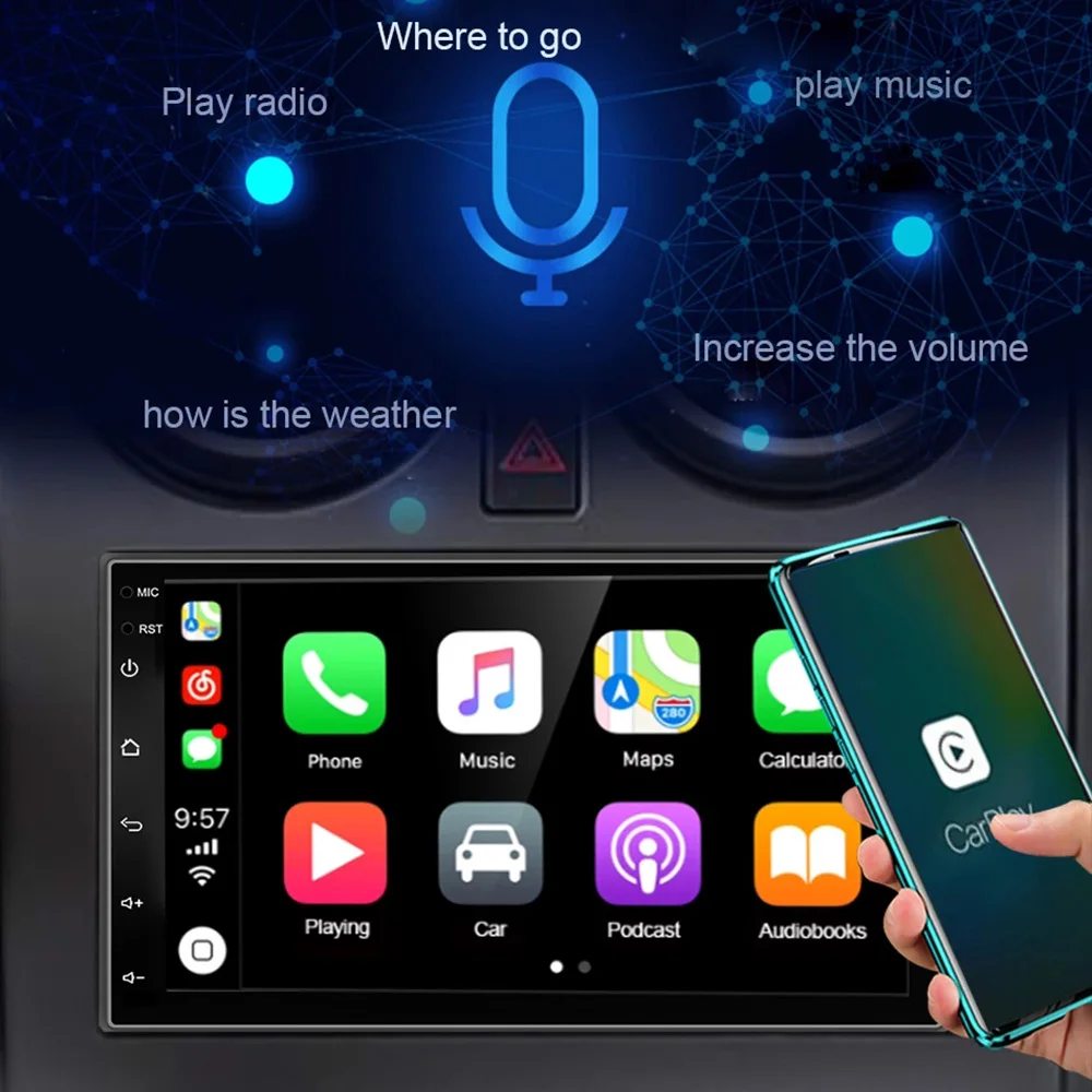 Eunavi 4G+64 G DSP Carplay Android 10 avtoradio Multimedijski Predvajalnik, Univerzalno 7 palčni Zaslon na Dotik Auto Stereo 4G RDS GPS Navigacija