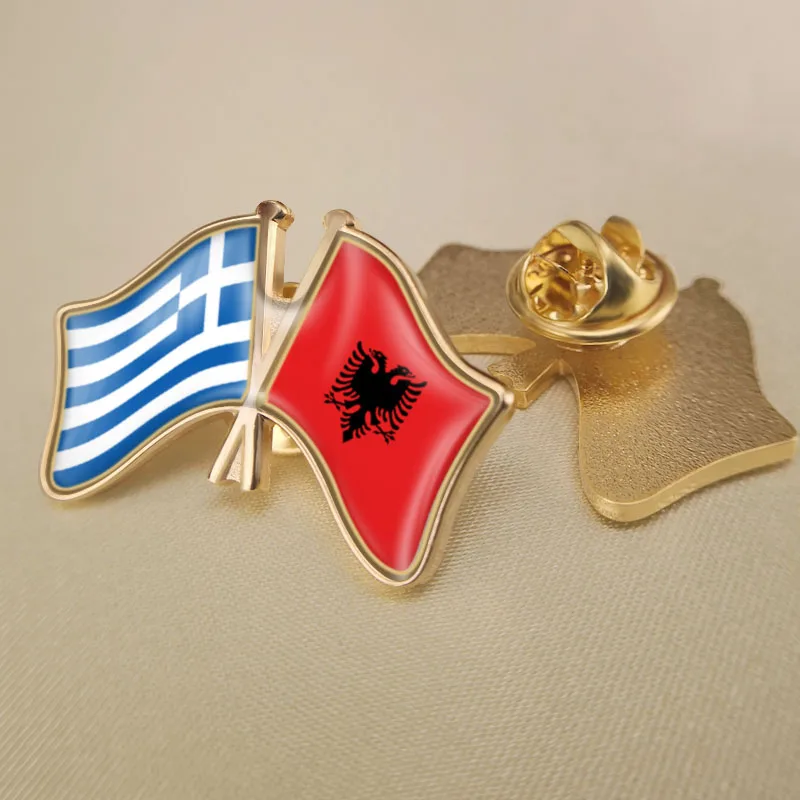 Grčija in Albanija Prečkal Dvojno Prijateljstvo Zastav broške Broška Značke