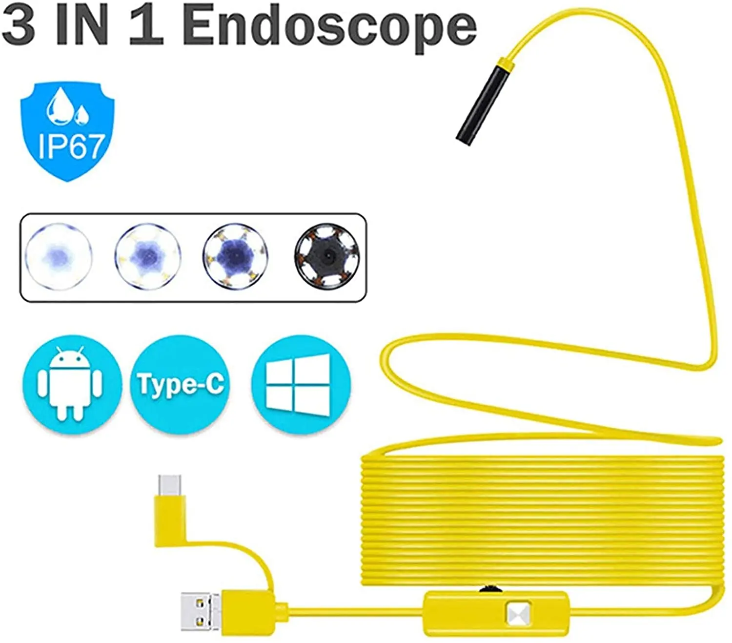 Endoskop 5.5/7mm Borescope Motor, Video, 3 v 1, Domov za pregledovanje Cevi Kanalizacije Kamera 720P USB Možganov Endoskopijo za Android Telefon PC