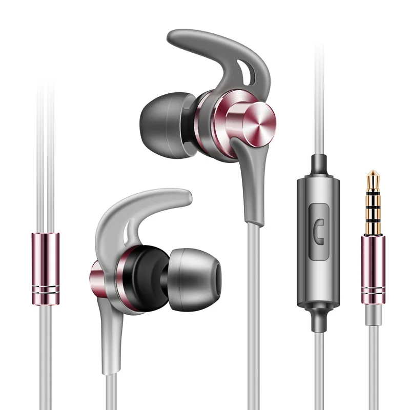 Kovinski Šport 3,5 mm in-Ear Slušalke za iPhone 6 6S Plus 5S, iPad, Samsung Redmi Čast Android Telefon Glasbo, Slušalke Z Mikrofonom