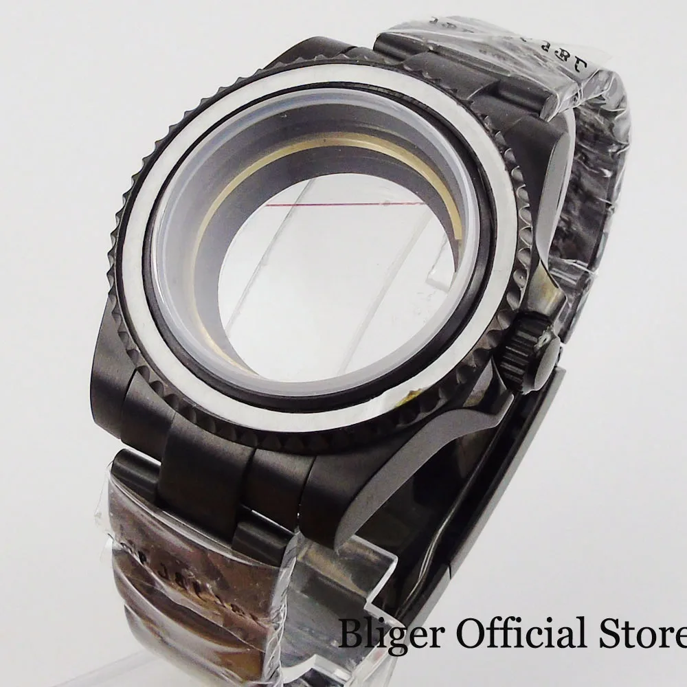 Za NH35 NH36 Celotno Black Samodejni Watch Primeru Ostrig Zapestnica Stekla Videli Backcover Vijak Vrana Vrtljivo Ploščo
