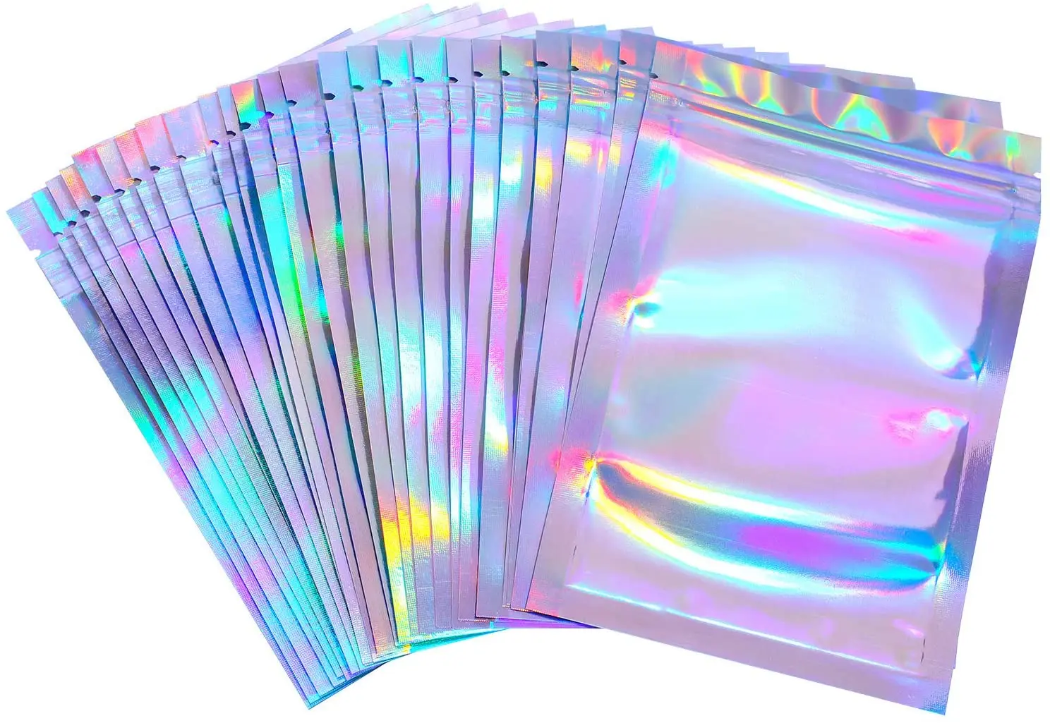 Plastično Vrečko Aluminijasto Folijo Hologram Hrane Torbica, Mala Voda Dokaz Zadrgo Reclosable Mošnje Zadrgo za Shranjevanje Vrečk 50Pcs/paket