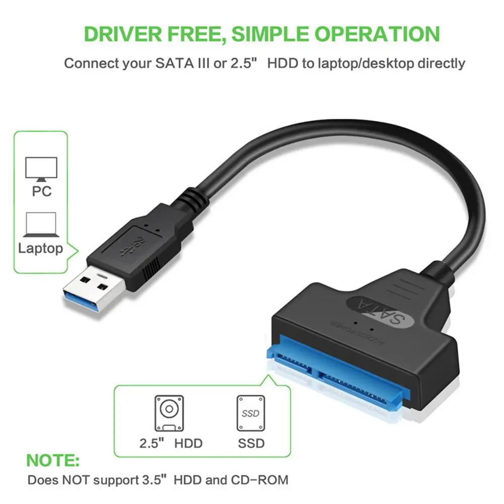 SATA na USB Adapter za SATA 3, USB 3.0 Kabel 22pin Trdi Disk Kabel Pretvornik za 2.5 SSD HDD Trdi Disk Voznik do 6Gbps