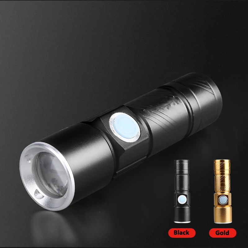 XP-G V5 Prenosni USB Priročno Močna LED Svetilka za Polnjenje baterijska Svetilka Bliskavico Kolo Žep Zoomable Lučka Zgrajena v Baterije 10W