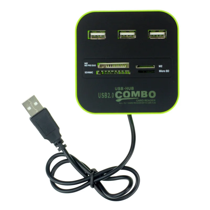Vse V Enem USB COMBO 3 vrata usb 2.0 HUB+multi USB card reader za SD/MMC/M2/MS/MP Pro Duo Črna Modra Wholesales