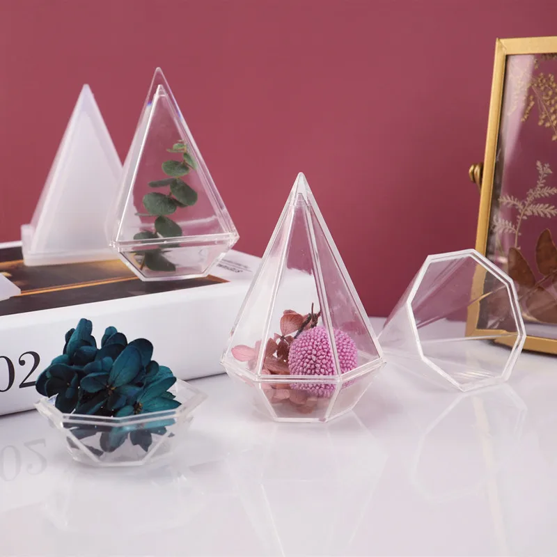 DIY Smolo Cut Diamond Škatla za Shranjevanje Obroč Ogrlica Škatla za Shranjevanje Diamant Votlo Silikonsko Plesni Ogledalo
