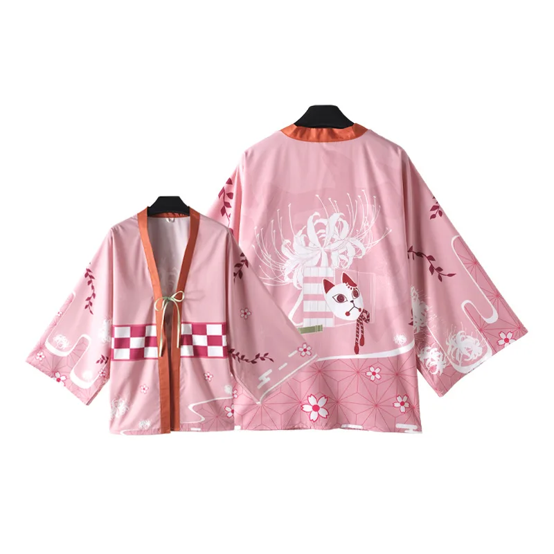 Demon Slayer Kimono Cosplay Kamado Nezuko Tanjirou Agatsuma Zenitsu Sleepwear Anime Okoliških Haori Kimono Plašč Kopalni Plašč