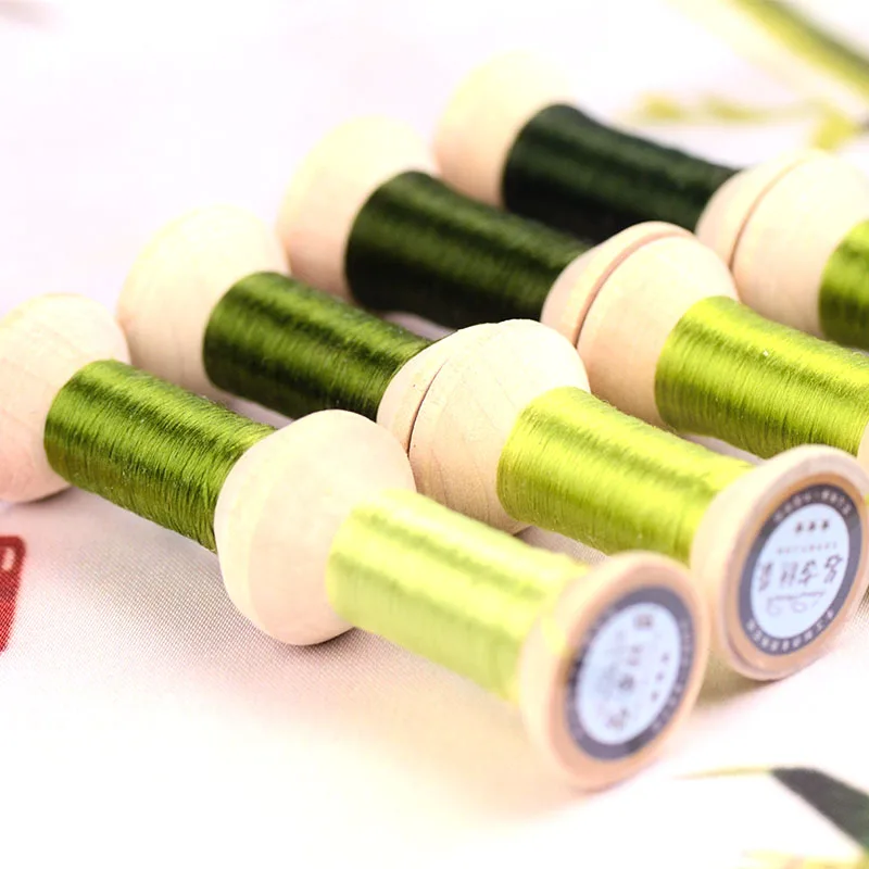 20m, Svetlo Zelena Suzhou DIY Skupnih Barvnih Svilena Vrstica Veje Priročnik Spiraea Vezenje nit