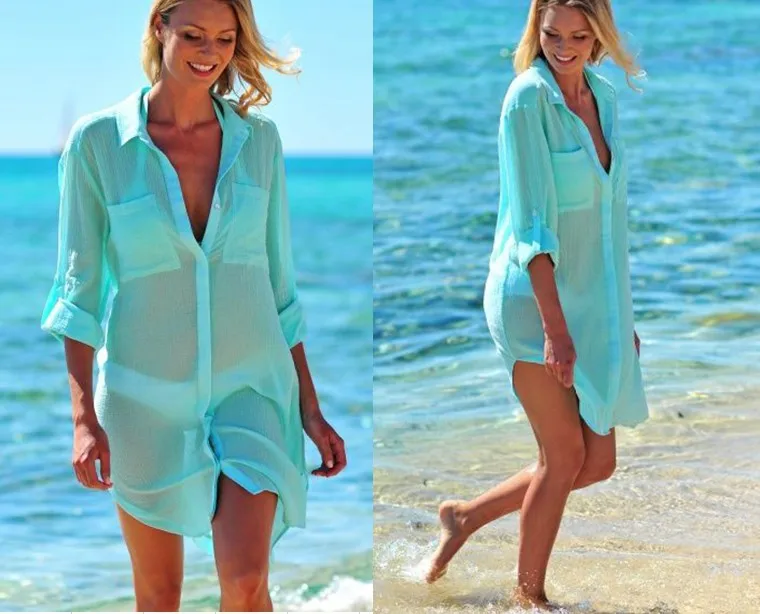 Dve novi gube krpo pocket skrite-pomična plaži bluzo bikini kopalke jopico suknjič shirt ženski