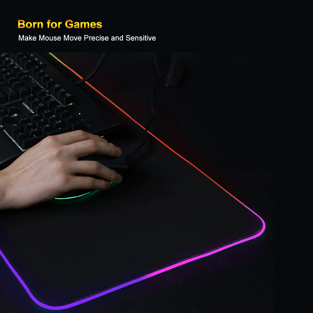 Naravne Gume, utripajoča Lučka RGB Gaming Mouse Pad LED Mehko Površino Desk Tipkovnico Pad Igralec