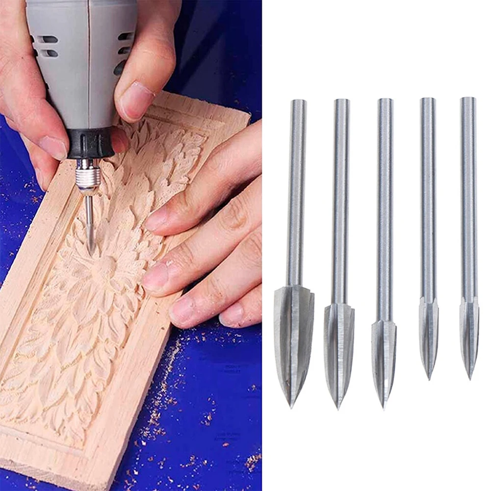 5PCS Lesa Carvinga Drill Bit Set 3-8 mm Graviranje Rezkanje Koren Rezalnik Carving Dleto Carving Tools Ročno Orodje Lesnoobdelovalnih Orodja