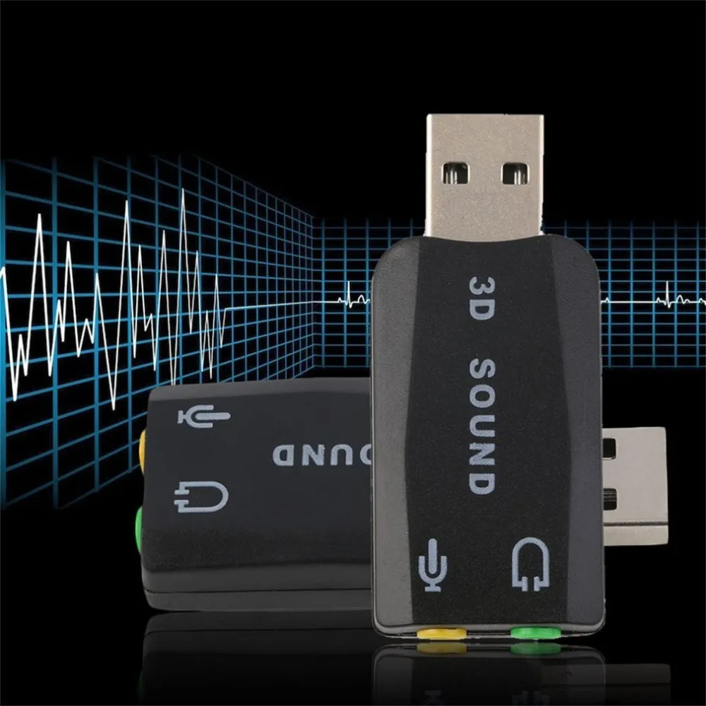 Vzdržljiv, Lahek, Plug & Play USB 2.0 3D za Mikrofon Zvočnik, Audio Slušalke Zvok Sim Adapter 5.1 Kanalov za Prenosni RAČUNALNIK Črna