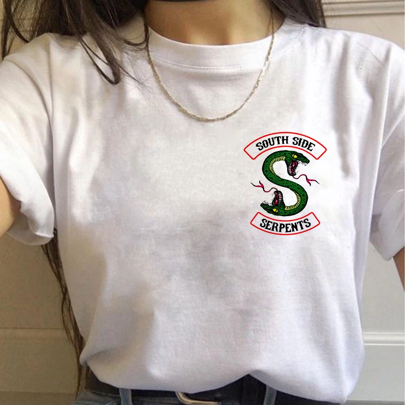 Prijatelji Riverdale Harajuku Majica s kratkimi rokavi Ženske Southside Kača Ullzang Risanka T-shirt 90. letih Grafični Tshirt Moda Vrh Tee Ženski