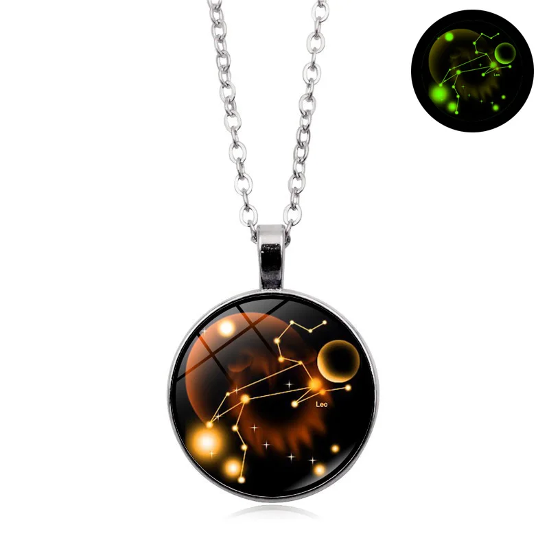 Svetlobna 12 Constellation Ogrlico, Obesek Nebesno Znamenje Bik Rak Devica Žareti V Temno Ogrlice za Ženske, Darila za Rojstni dan