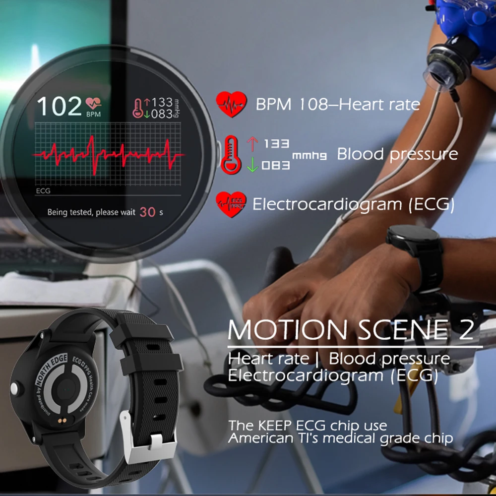 Pametno Gledati Šport Fitnes Dejavnosti EKG PPG Krvnega Tlaka, Srčnega utripa Manšeta Nepremočljiva Band Ure Za IOS Android